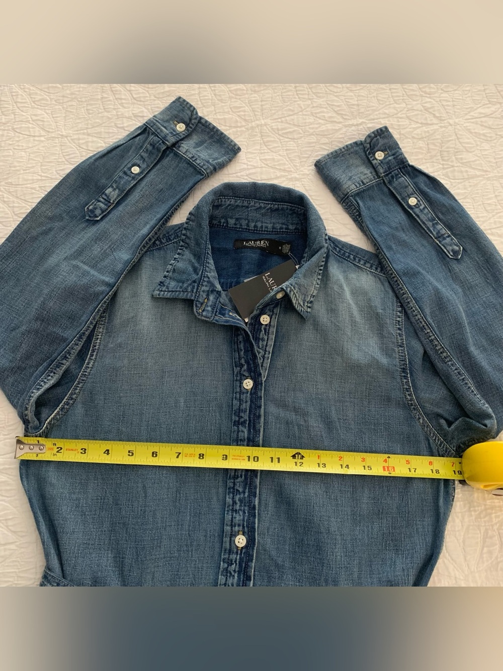 Ralph Lauren NWT 10 Indigo Denim Shirt Dress with Tie Waist & Long Sleeves - Picture 7 of 8